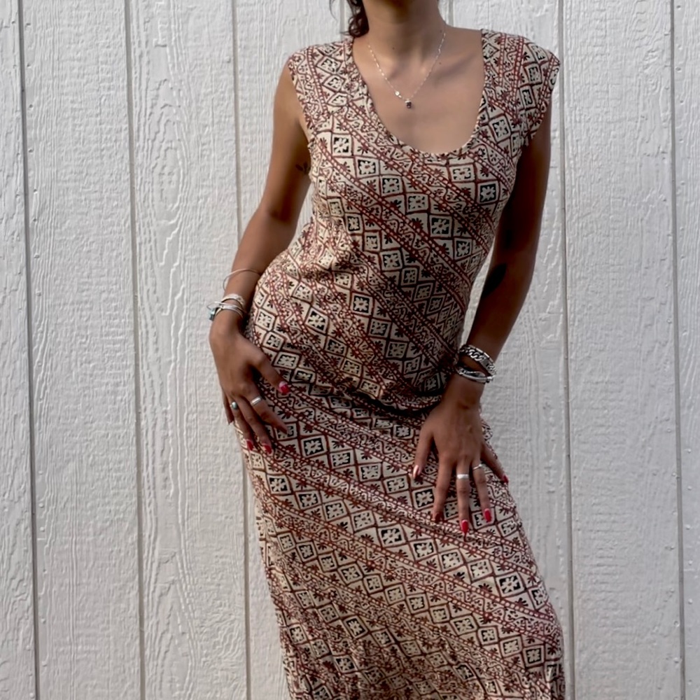 Vintage Balinese Batik Midi Dress